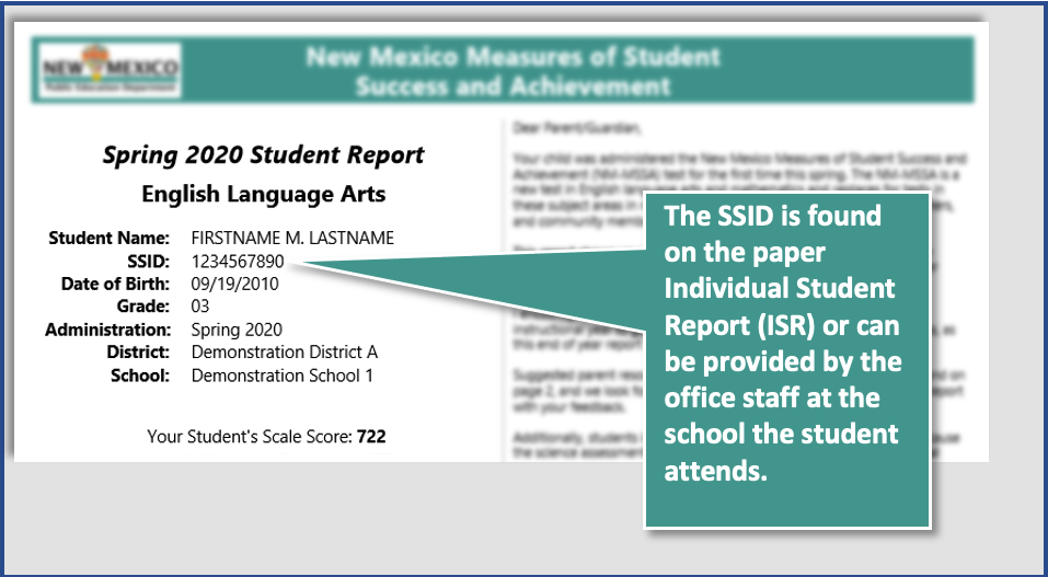 This is an image to help locate a student's ID.